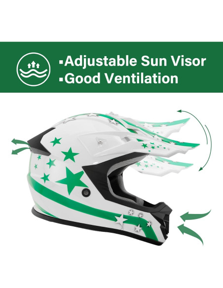 Casco XFMT Offroad Estrella Verde S/M/L/XL para Motociclismo Casco XFMT Offroad Estrella Verde S/M/L/XL para Motociclismo