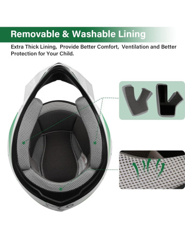 Casco XFMT Offroad Estrella Verde S/M/L/XL para Motociclismo