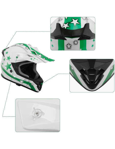 Casco XFMT Offroad Estrella Verde S/M/L/XL para Motociclismo Casco XFMT Offroad Estrella Verde S/M/L/XL para Motociclismo