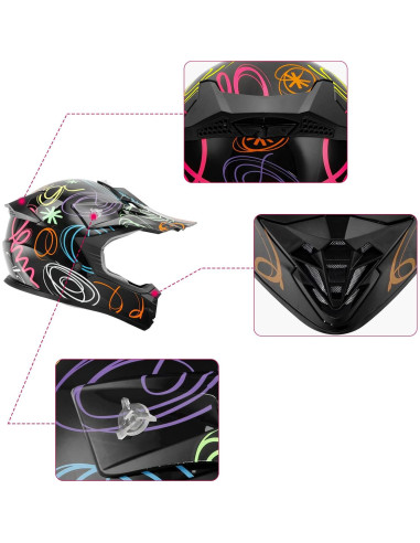 Casco de Motocross XFMT Graffiti S/M/L/XL para Jóvenes