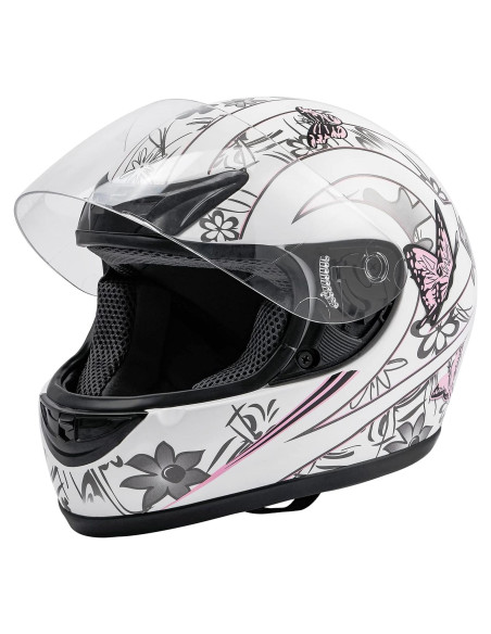 Casco TCMT Mariposa Blanca Mediano Full Face DOT