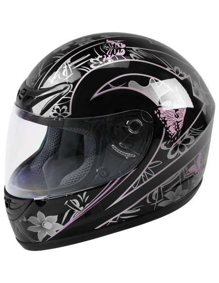 Casco TCMT Mariposa Rosa Blanco Full Face Motocicleta