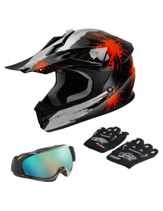 Casco TCT-MOTORPARTS XL para Niños Motocross Negro Fuegos