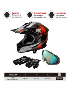 Casco TCT-MOTORPARTS XL para Niños Motocross Negro Fuegos 2