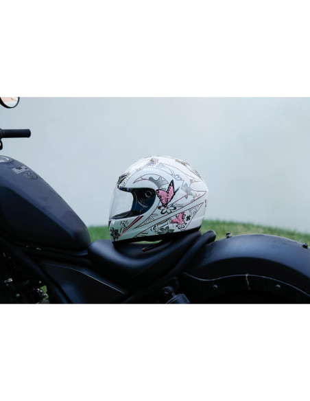 Casco Integral TCMT Rosa Mariposa para Adultos 1.90 kg