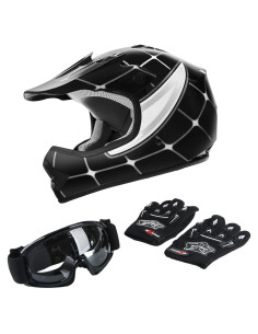 Casco ATV para Niños TCT-MOTORPARTS Mediano Negro Araña