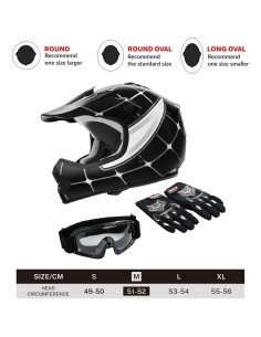 Casco ATV para Niños TCT-MOTORPARTS Mediano Negro Araña 2