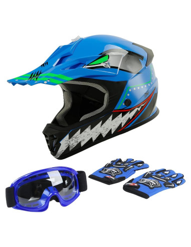 Casco Integral TCT-MOTORPARTS ATV Niños X-Large Azul