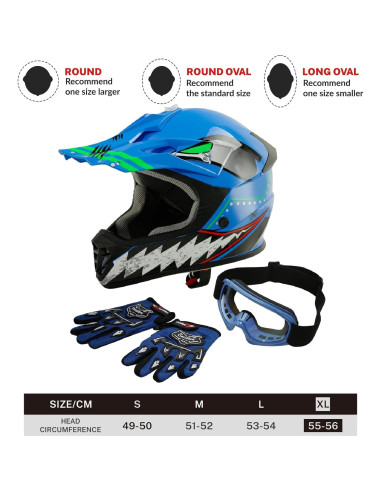 Casco Integral TCT-MOTORPARTS ATV Niños X-Large Azul