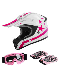 Casco de Motocross TCT-MOTORPARTS Rosa Estrella Mediano