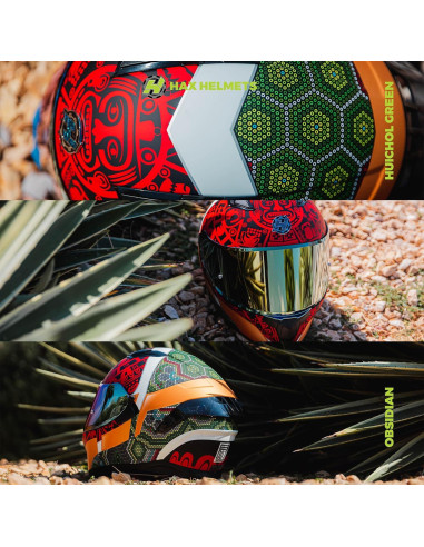 Casco Integral HAX Obsidian Doble Visera Huichol Verde
