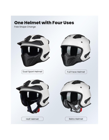 Casco Abierto ILM 726X para Motocicleta Blanco XL