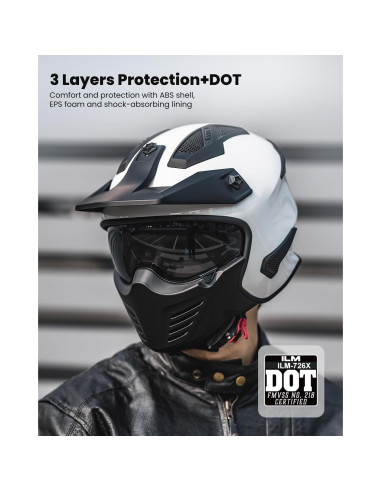 Casco Abierto ILM 726X para Motocicleta Blanco XL