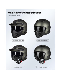 Casco Abierto ILM 726X Verde Medianoche M para Motocicleta 2