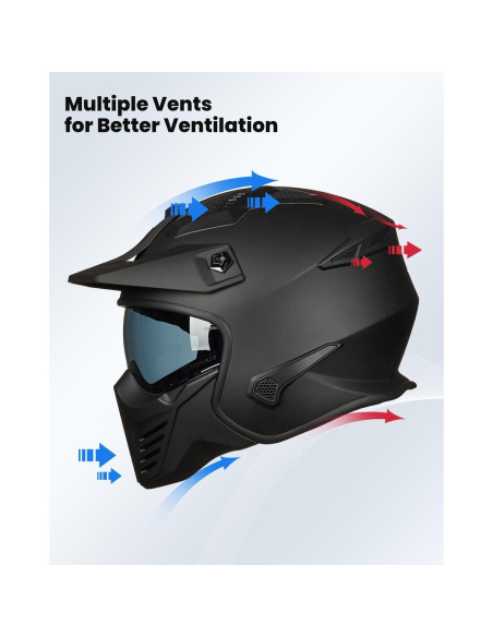 Casco Abierto ILM 726X para Motocicleta Negro Mate