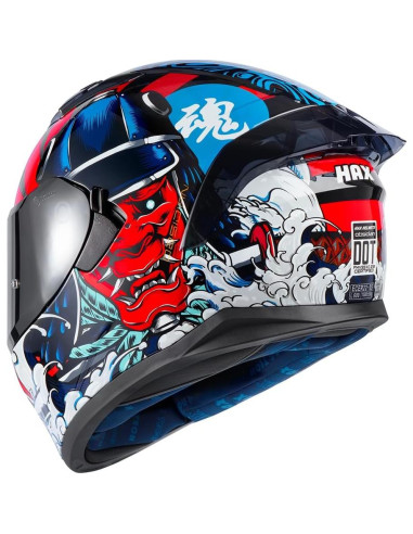 Casco Integral HAX Obsidian Doble Visera Samurai Rojo M