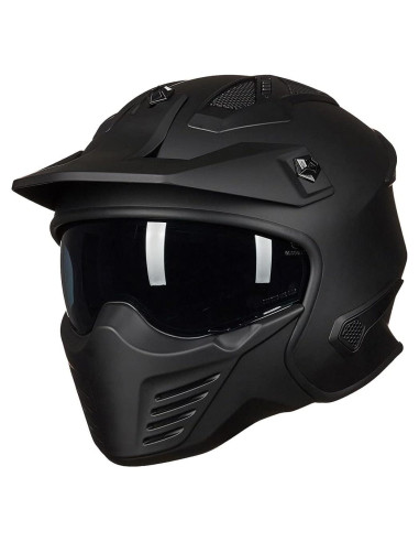 Casco Abierto ILM 726X para Motocicleta Negro Mate 1.70 kg