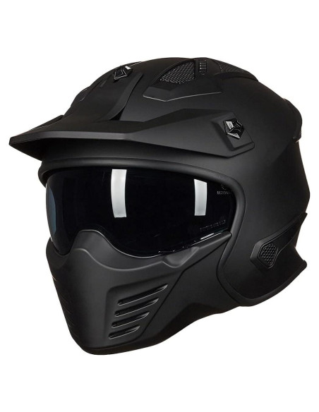 Casco Abierto ILM 726X para Motocicleta Negro Mate 1.70 kg
