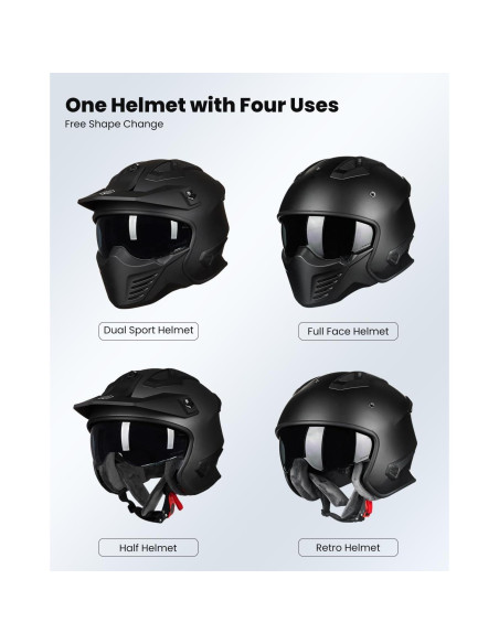 Casco Abierto ILM 726X para Motocicleta Negro Mate 1.70 kg