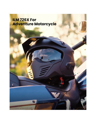 Casco Abierto ILM 726X para Motocicleta Negro Mate 1.70 kg