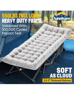 Cama de Camping Plegable HANDNAM para Adultos 250KG 2