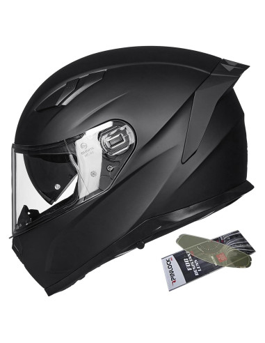 Casco de Moto ILM 129 Cara Completa Antivaho Negro Mate