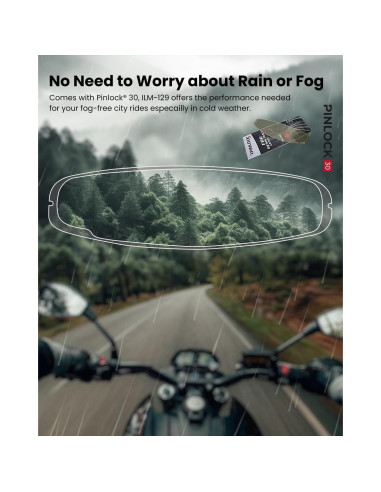 Casco de Moto ILM 129 Cara Completa Antivaho Negro Mate