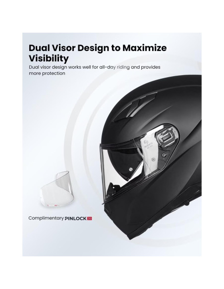 Casco de Moto ILM 129 Cara Completa Antivaho Negro Mate