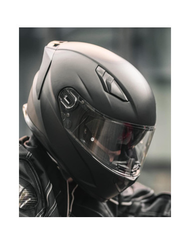 Casco de Moto ILM 129 Cara Completa Antivaho Negro Mate