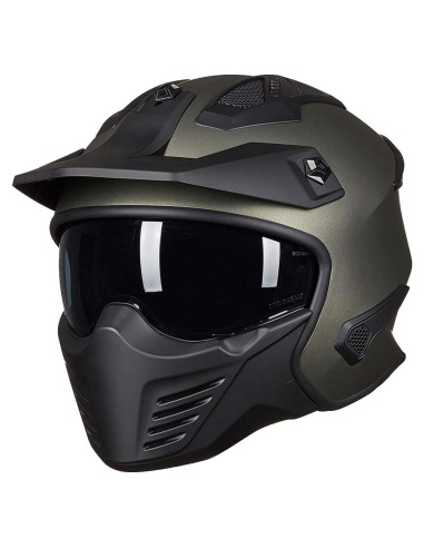 Casco Abierto ILM 726X Verde Medianoche para Motocicleta