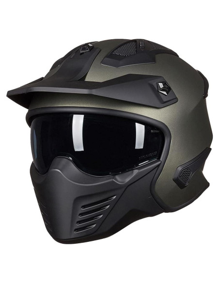 Casco Abierto ILM 726X Verde Medianoche para Motocicleta