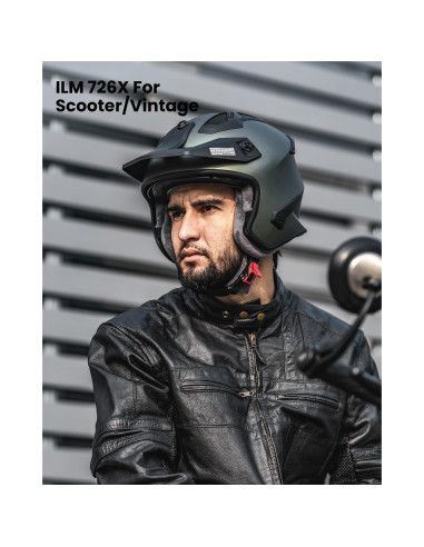 Casco Abierto ILM 726X Verde Medianoche para Motocicleta