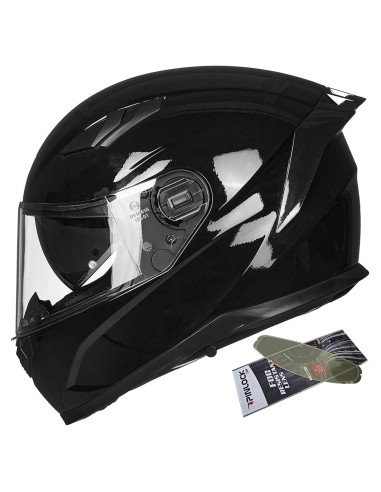 Casco de Moto ILM Full Face Modelo 129 Negro Brillante