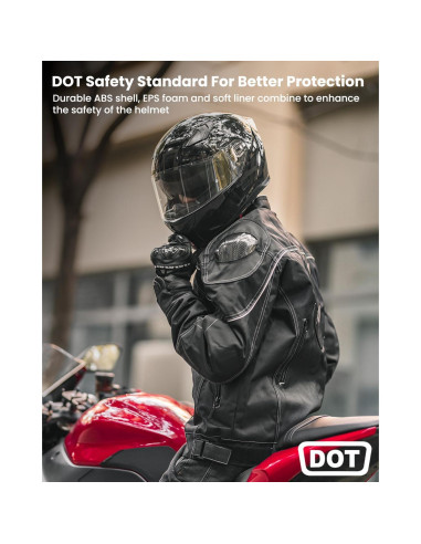 Casco de Moto ILM Full Face Modelo 129 Negro Brillante