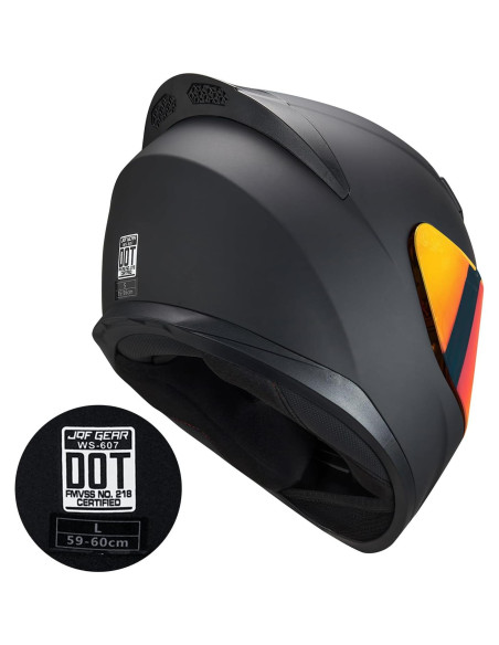 Casco Integral JQF Gear WS-607 Negro Mate para Motocicleta Casco Integral JQF Gear WS-607 Negro Mate para Motocicleta