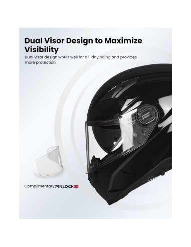 Casco de Moto ILM Full Face Modelo 129 Negro Brillante