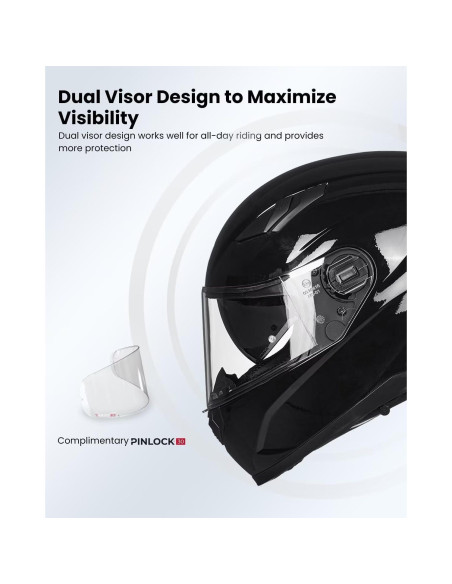 Casco de Moto ILM Full Face Modelo 129 Negro Brillante