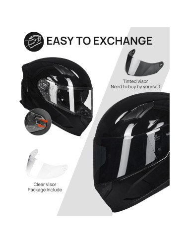 Casco de Moto ILM Full Face Modelo 129 Negro Brillante