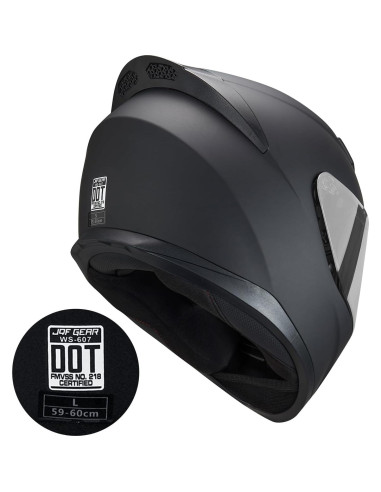 Casco Integral Negro WS-607 para Motocicleta XXL