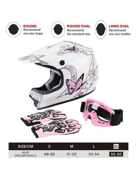 SLMOTO Casco Infantil X-Large Motocross Mariposa Rosa