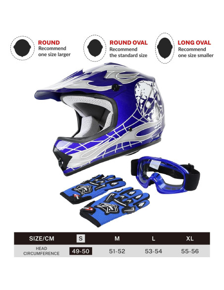 Casco Infantil SLMOTO Calavera Azul para Motocross 1.63 kg