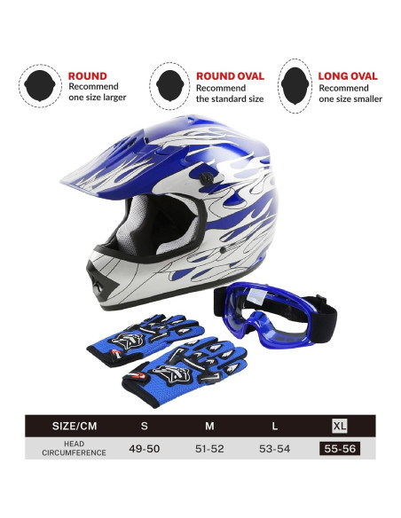 Casco Infantil SLMOTO Llama Azul + Gafas + Guantes