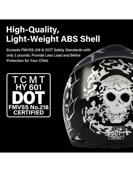 Casco SLMOTO para Niños Motocross Calavera Negra Mediano