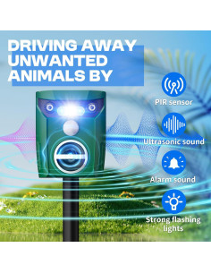 Repelente de Animales Solar VISSON TEC 2 Paquetes Ultrasonido 2