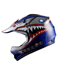 Casco Motocross Kids Power Gear Shark Azul Grande