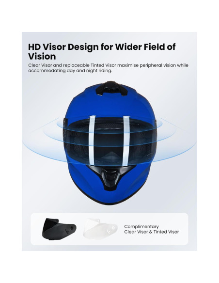 Casco de Moto ILM ST-06 Integral Azul Mediano con Ventilación