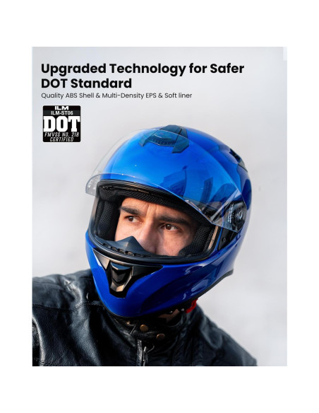 Casco de Moto ILM ST-06 Integral Azul Mediano con Ventilación