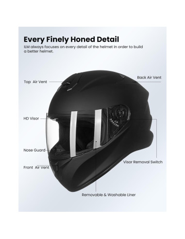 Casco de Moto ILM ST-06 Integral Negro Mate Mediano