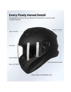 Casco de Moto ILM ST-06 Integral Negro Mate Grande 2