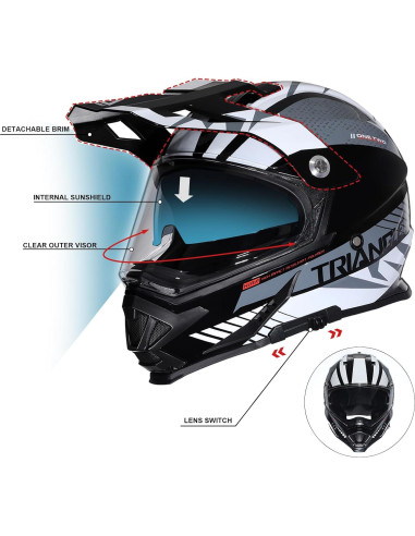 Casco Triangle AH609 Dual Sport para Motocicleta 2,17 kg